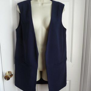 White House Black Market 10 Vest Jacket Blue LONG
